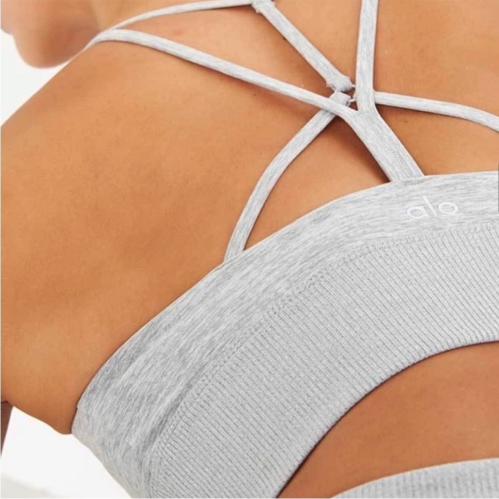 alo Yoga Soft Lavish Bra Zinc Heather Gray - Picture 6 of 14
